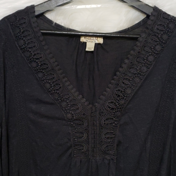 Blouse Charcoal grey plus size embroidered top - Picture 2 of 7